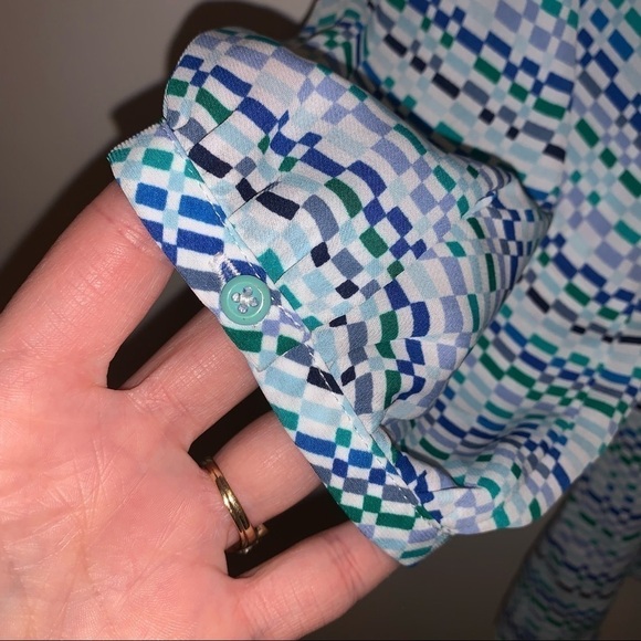 Banana Republic Blue and Green Blouse - Picture 5 of 9